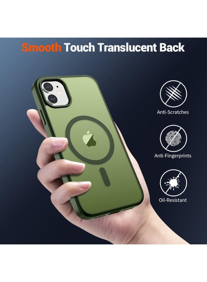 أكاليكس جراب مغناطيسي لهاتف آيفون 11 [مقاوم للصدمات ونحيف] غطاء خلفي صلب شفاف غير لامع مع حماية عالية الجودة | أخضر داكن - Image 4